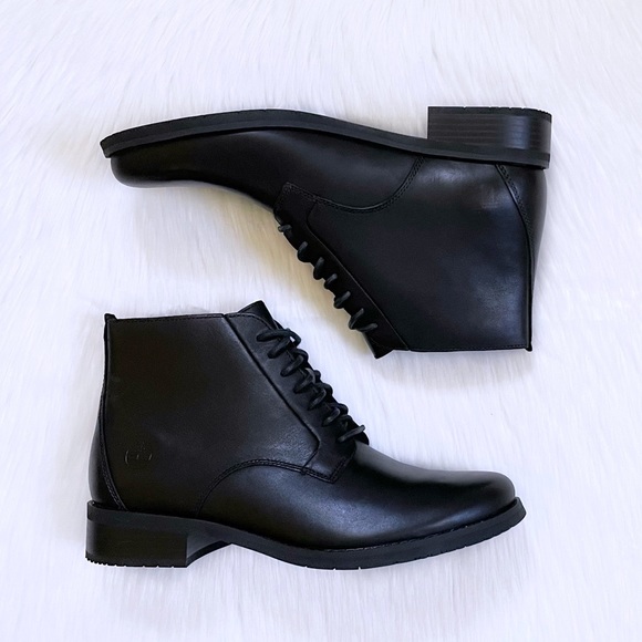 Timberland Women’s Mont Chevalier Mid Lace Up Black Leather Boots - Picture 6 of 7